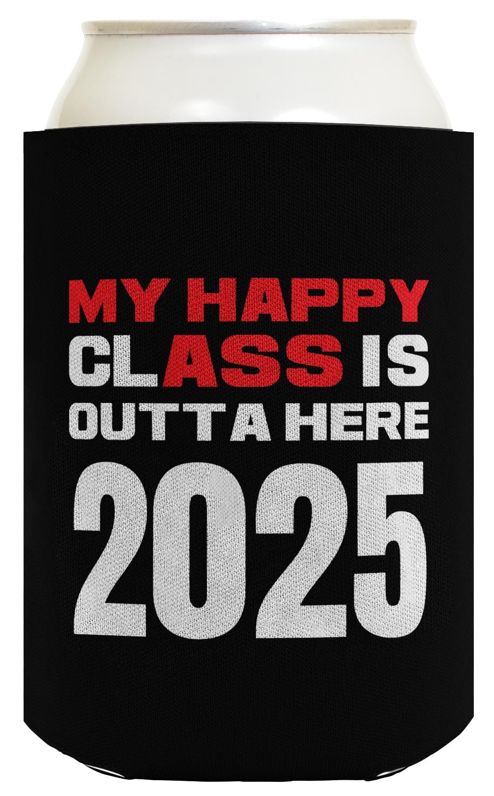 Funny Graduation Gift - 48-Pack 'My Happy Class Outta Here' 2025 Graduation Party Can Coolers (Black) - Perfect for Graduation Parties, School Events & Summer Celebrations