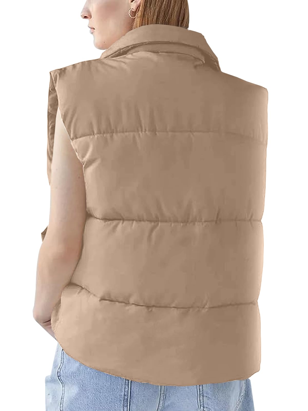 Fazortev Women's Oversized Puffer Vest - Zip Up Stand Collar Sleeveless Padded Jacket Coat for Winter Outdoor Activities, Hiking & Casual Wear