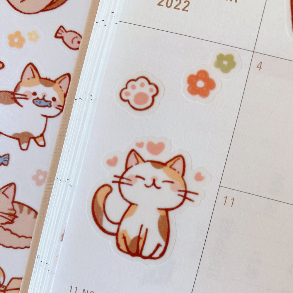 Fun Cat Party Sticker Sheet - 50+ Cute Cat Stickers for Scrapbooking, Journals & DIY Crafts - Perfect for Kids, Planners & Party Decorations