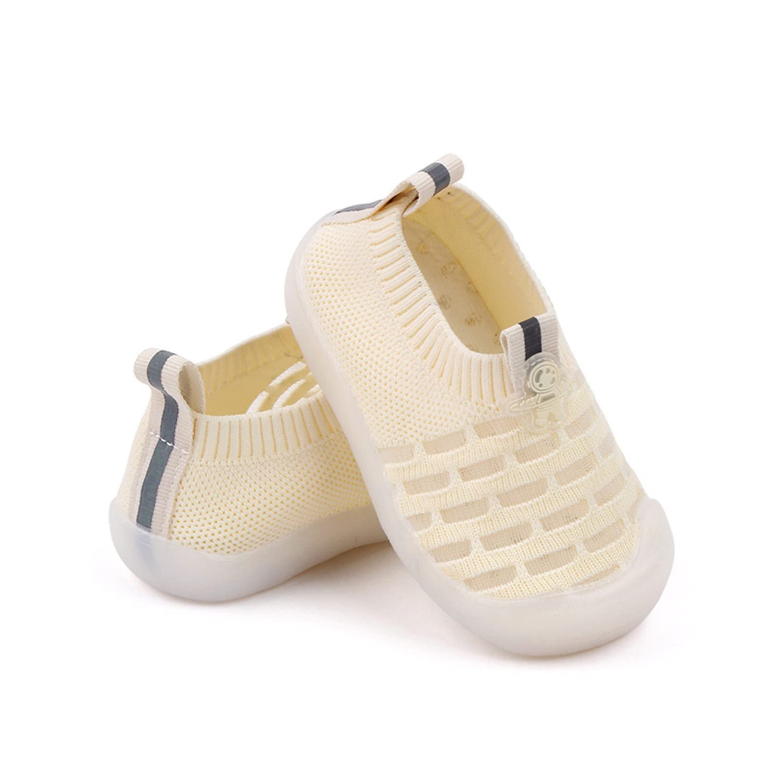 **Girls' Breathable Mesh Sports Shoes - Soft Sole Lightweight Sneakers for Running & Play - Comfortable Leisure Socks Shoes (Yellow, Size 17) - Perfect for School, Gym & Outdoor Activities**