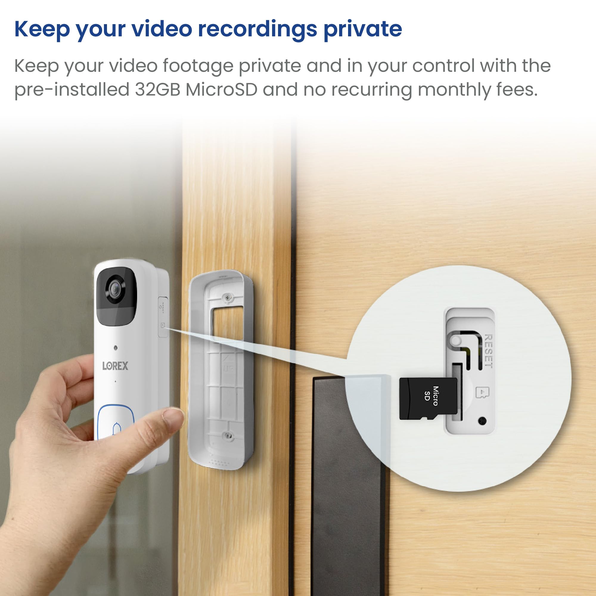 Lorex 2K Wireless WiFi Smart Video Doorbell Camera - No Monthly Fee, Night Vision, Battery Powered, Motion Detection, Black - Secure Your Home with Smart Monitoring for Front Door & Package Delivery