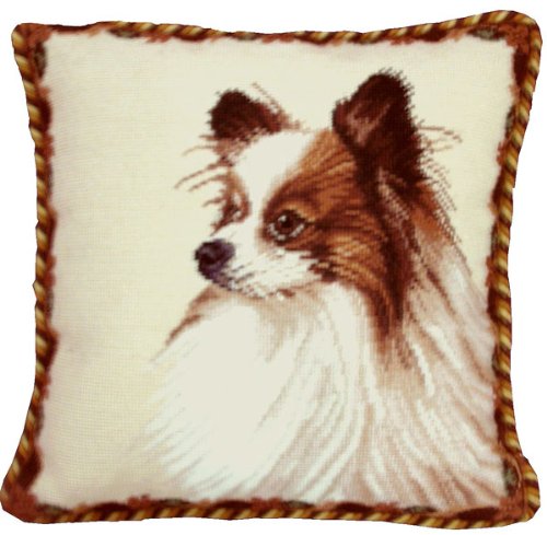 Papilon - 17 x 17 Inch Needlepoint Pillow for Home Decor, Living Room, Bedroom, Sofa Cushion - Handmade Decorative Throw Pillow Cover