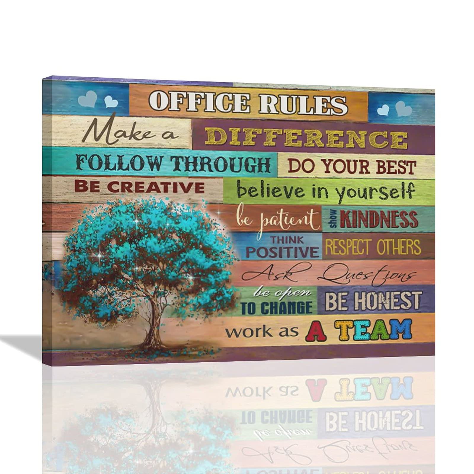 Citari Office Rules Work As A Team Framed Canvas Wall Art - Motivational Quote Office Decor for Modern Workspace - Inspirational Wall Art for Corporate, Home Office & Business Environments