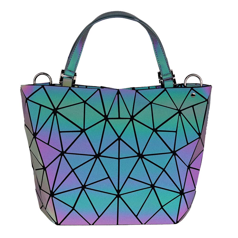 Geometric Luminous Crossbody Bag for Women - Holographic Reflective Purse with Wallet, Flash Rainbow Tote - Perfect for Night Out, Party, Festival & Rave Accessories