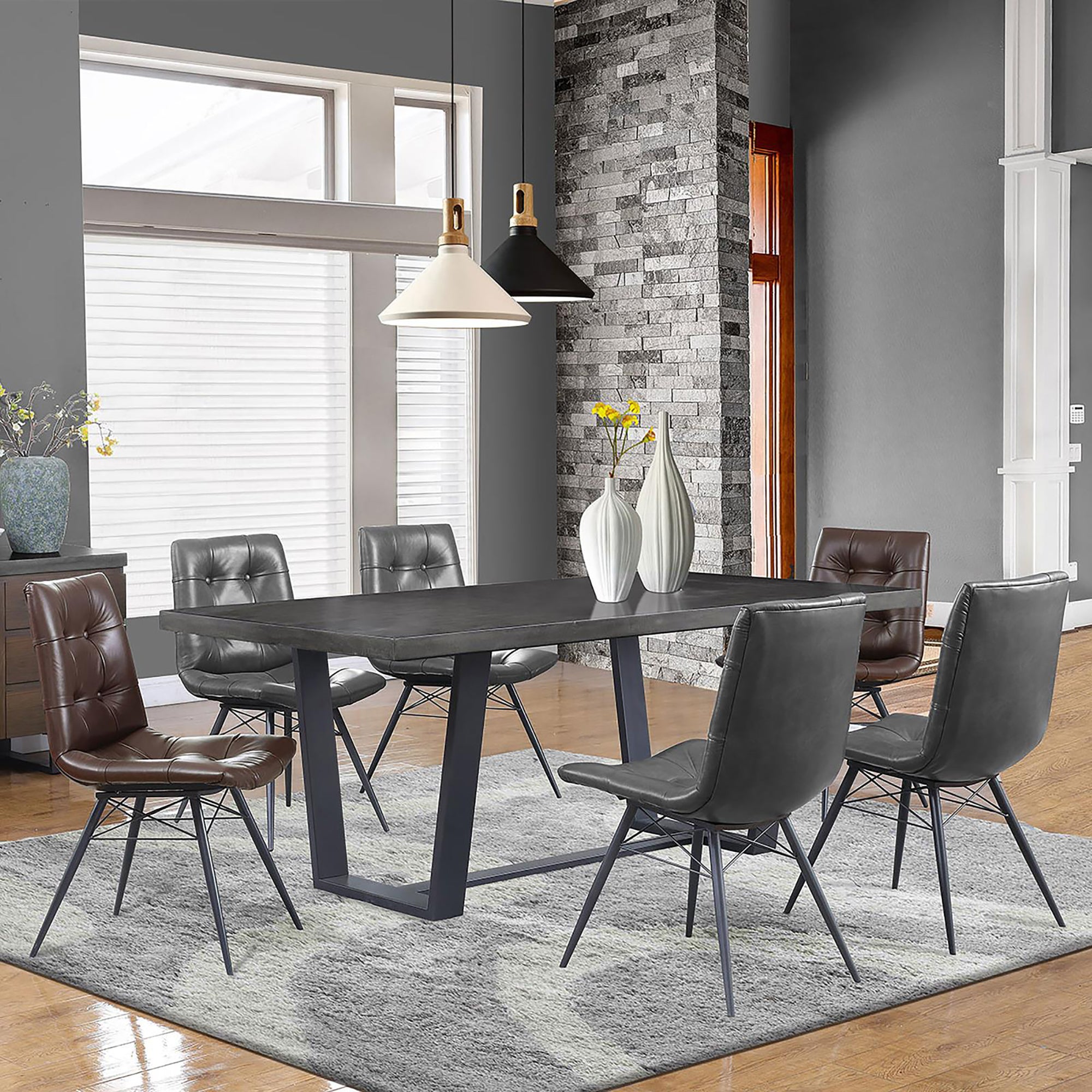 Charcoal & Gunmetal Tufted Back Dining Chairs Set of 4 - Modern Upholstered Kitchen Chairs for Dining Room, Kitchen Island & Breakfast Nook
