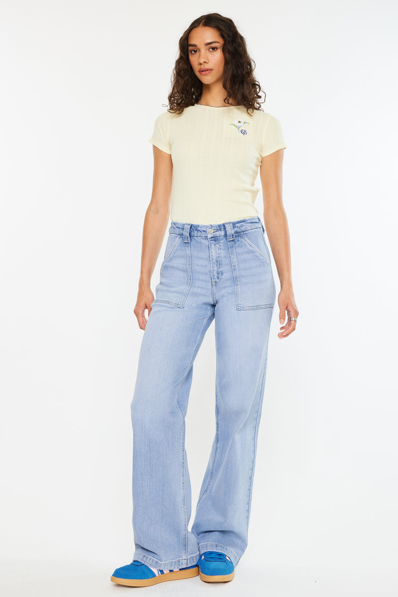 Astra High Rise Wide Leg Jeans for Women - Stretchy Comfort Denim Pants, Trendy Flared Trousers for Casual & Office Wear | Perfect for Everyday Outfits, Date Nights & Work Attire