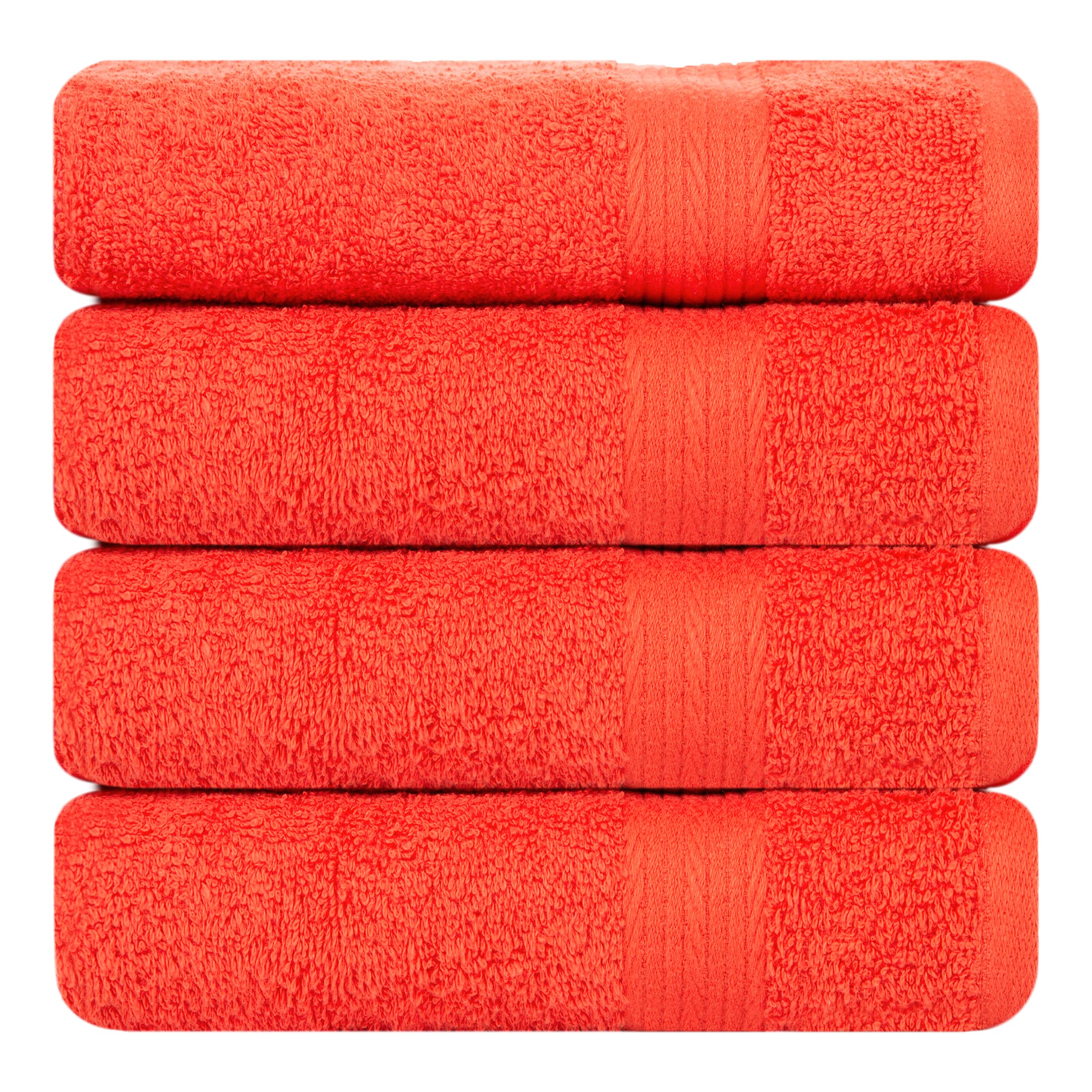 Ample Decor 18x28 Inch 100% Cotton Bathroom Hand Towels - Ultra Soft & Absorbent 600 GSM, Set of 4 Orange - Perfect for Guest Bathrooms, Spa Days & Luxury Home Decor