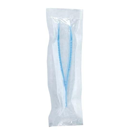Cole-Parmer Essentials Sterile Polystyrene Plastic Lab Forceps - Serrated Blunt Tips, 12.2 cm (4.8 Inch) Length - Pack of 100 - Ideal for Laboratory, Medical, and Scientific Applications
