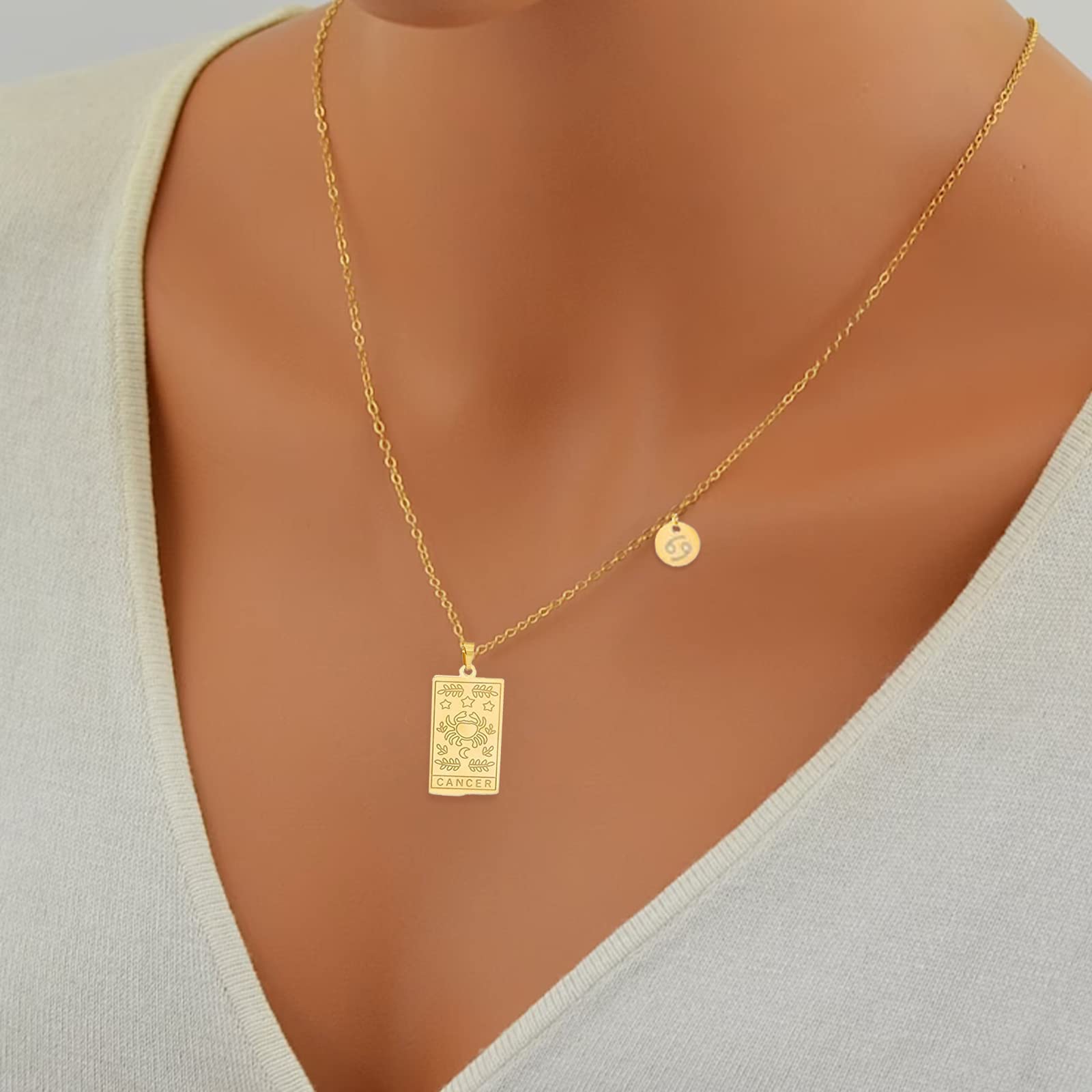 12 Zodiac Constellation Necklace for Women - Stainless Steel Tarot Card Pendant | Perfect for Birthdays, Gifts & Spiritual Jewelry Lovers