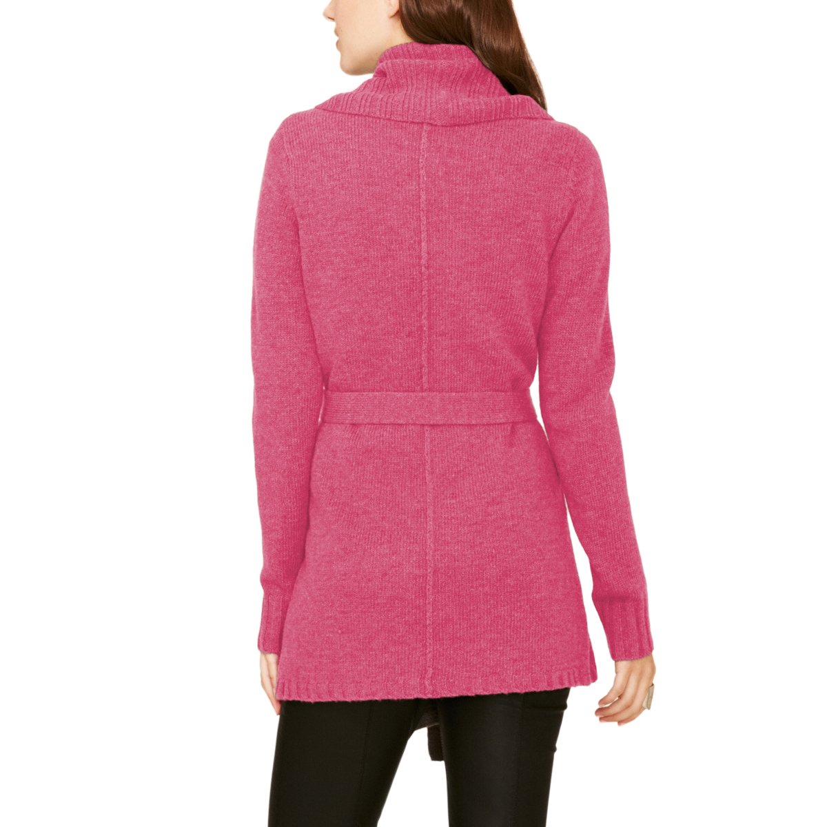 Parisbonbon Women's 100% Cashmere Long Sleeve Cardigan Sweater - Soft & Warm Winter Knitwear, Hot Pink, Size L - Perfect for Office, Travel & Casual Outfits