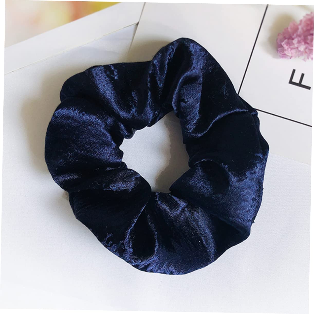 Minkissy 10 Pack Solid Velvet Hair Bands - Soft Ponytail Holders for Women & Girls, No-Slip Hair Ties & Hair Rings (Black) - Perfect for School, Work, Gym, and Everyday Use