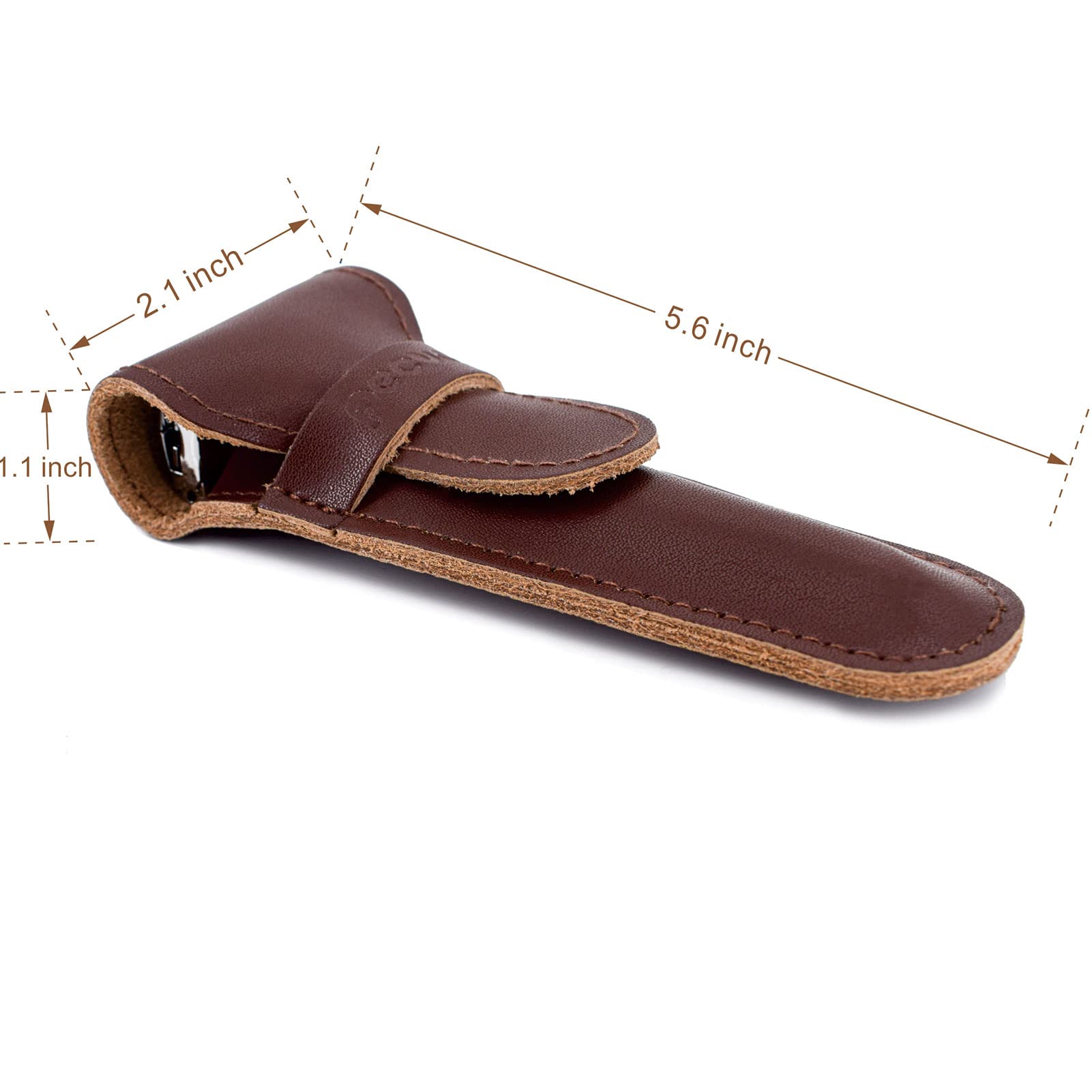 Pecvan Genuine Leather Safety Razor Travel Case - Premium Brown Leather Protective Holder for Double Edge Razor Blades | Perfect for Men's Grooming, Travel & Storage | Durable & Stylish Razor Accessory