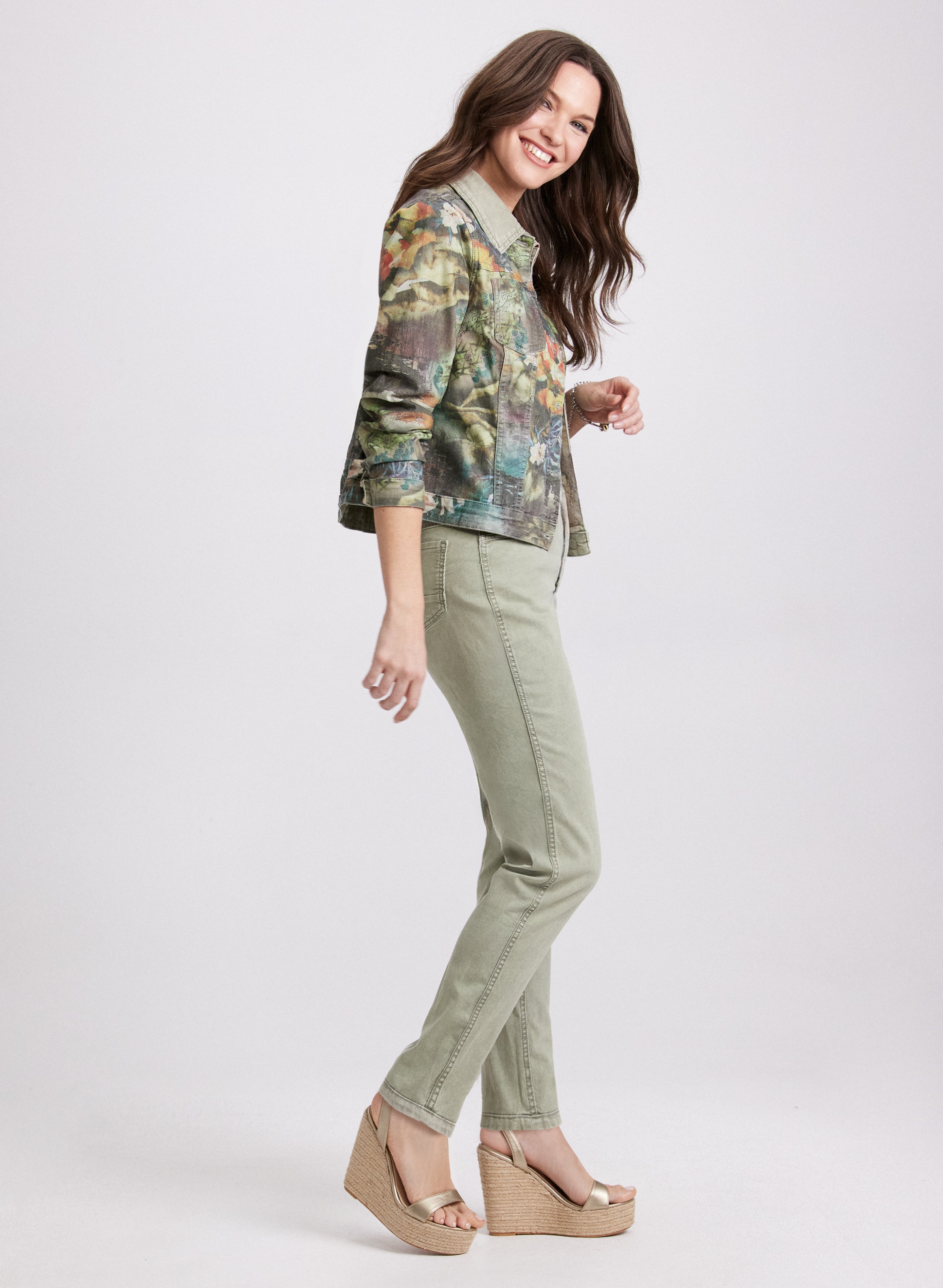 Floral Reversible Slim Leg Jeans for Women - High Waisted Stretch Denim Pants - Perfect for Casual Outings, Date Nights & Spring Fashion