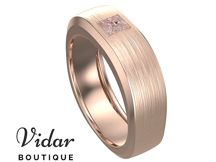 Morganite Princess Cut Men's Wedding Band Ring - Unique 14K Rose Gold Engagement Ring for Him - Perfect for Proposals, Anniversaries & Special Occasions