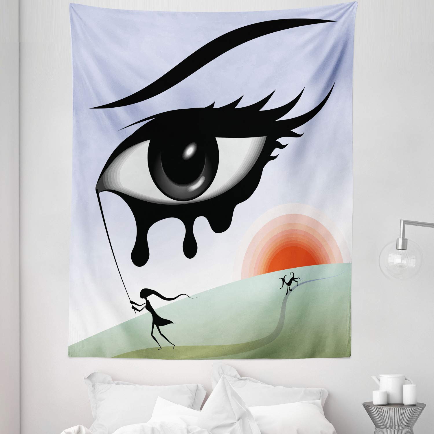 Ambesonne Eye Tapestry Twin Size - Surreal Wall Art for Bedroom Decor