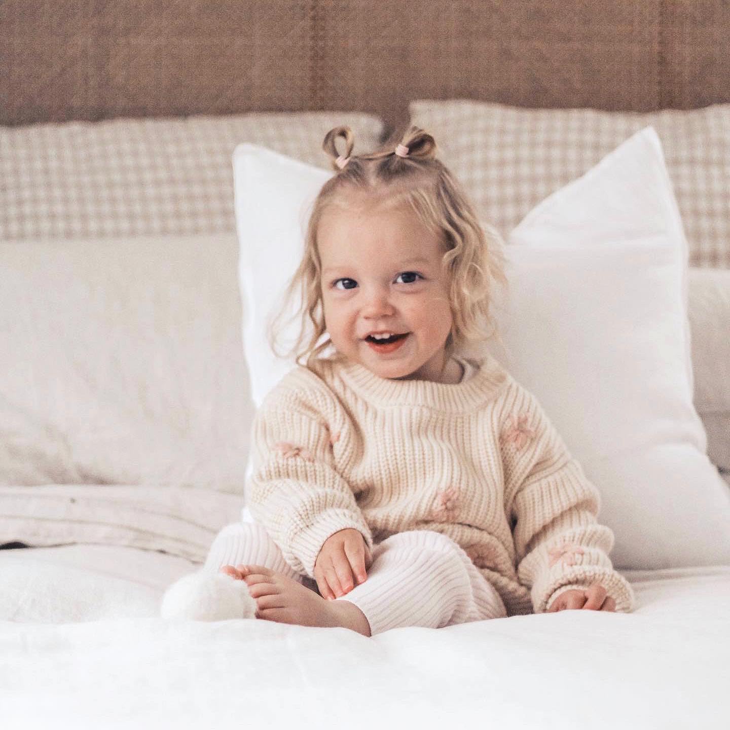 YOKJZJD Chunky Knit Baby Sweater for Girls - Floral Warm Long Sleeve Knitted Top for Newborn & Toddler | Fall Winter Clothing for Photo Shoots & Family Outings
