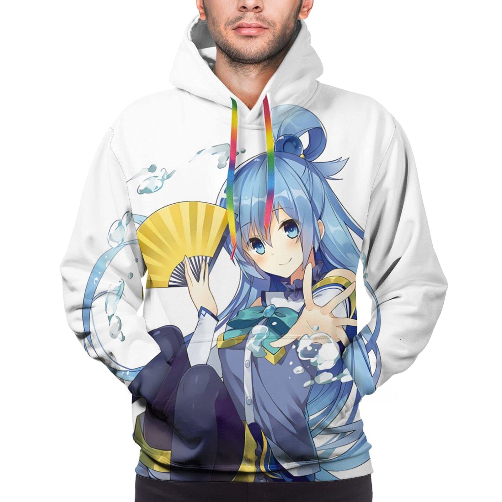 Anime KonoSuba Aqua Men's Hoodie - Casual Loose Fit Pullover for Outdoor Sports & Cosplay | Perfect for Anime Fans, Gaming Events & Streetwear Fashion
