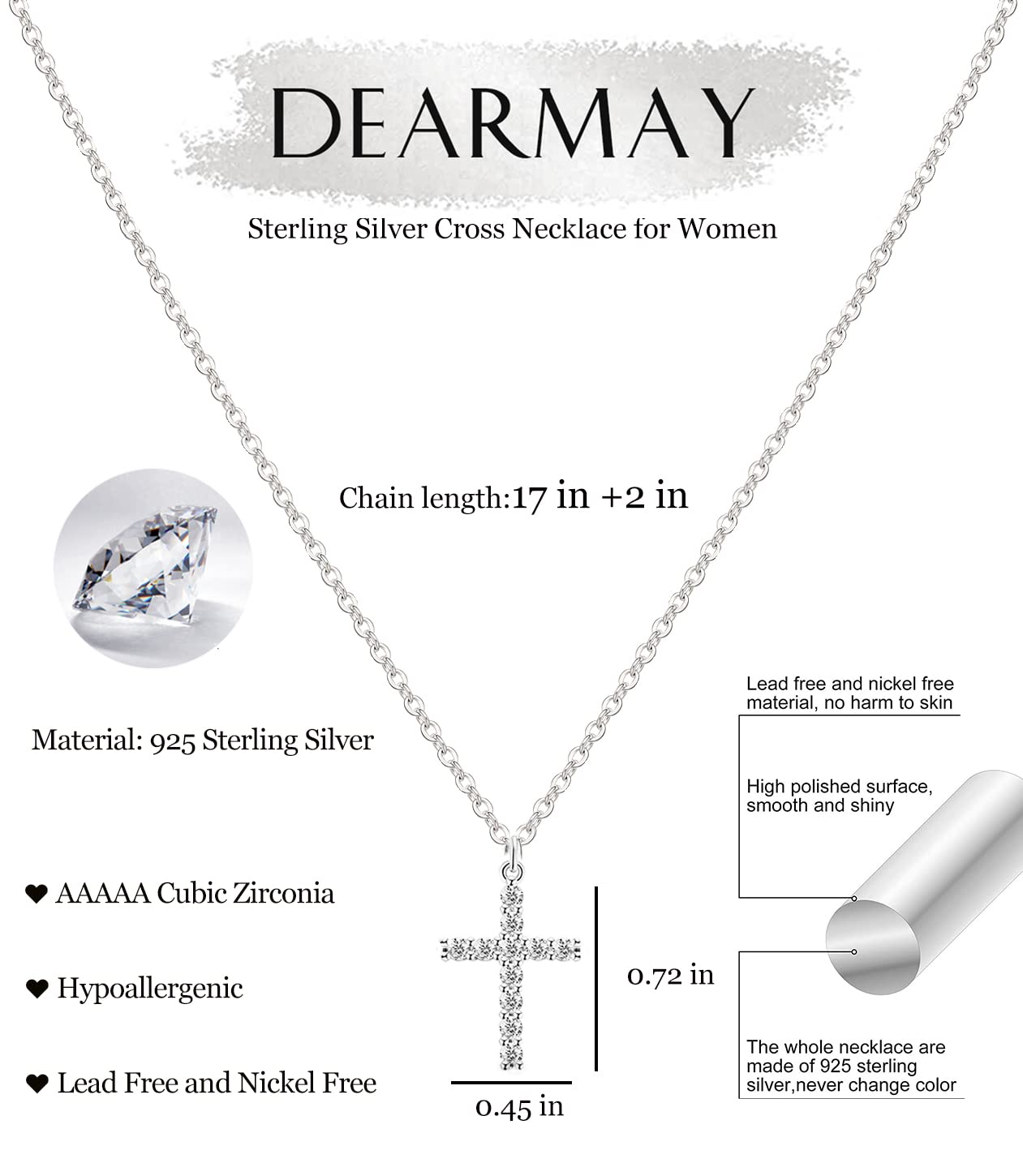 DEARMAY Dainty Cross Necklace for Women - 14K Gold Filled & Sterling Silver Layered Cross Pendant Choker Necklace with Thin Chain, Minimalist Aesthetic Jewelry Gift for Her - Perfect for Everyday Wear, Layering, Church, Baptism & Special Occasions
