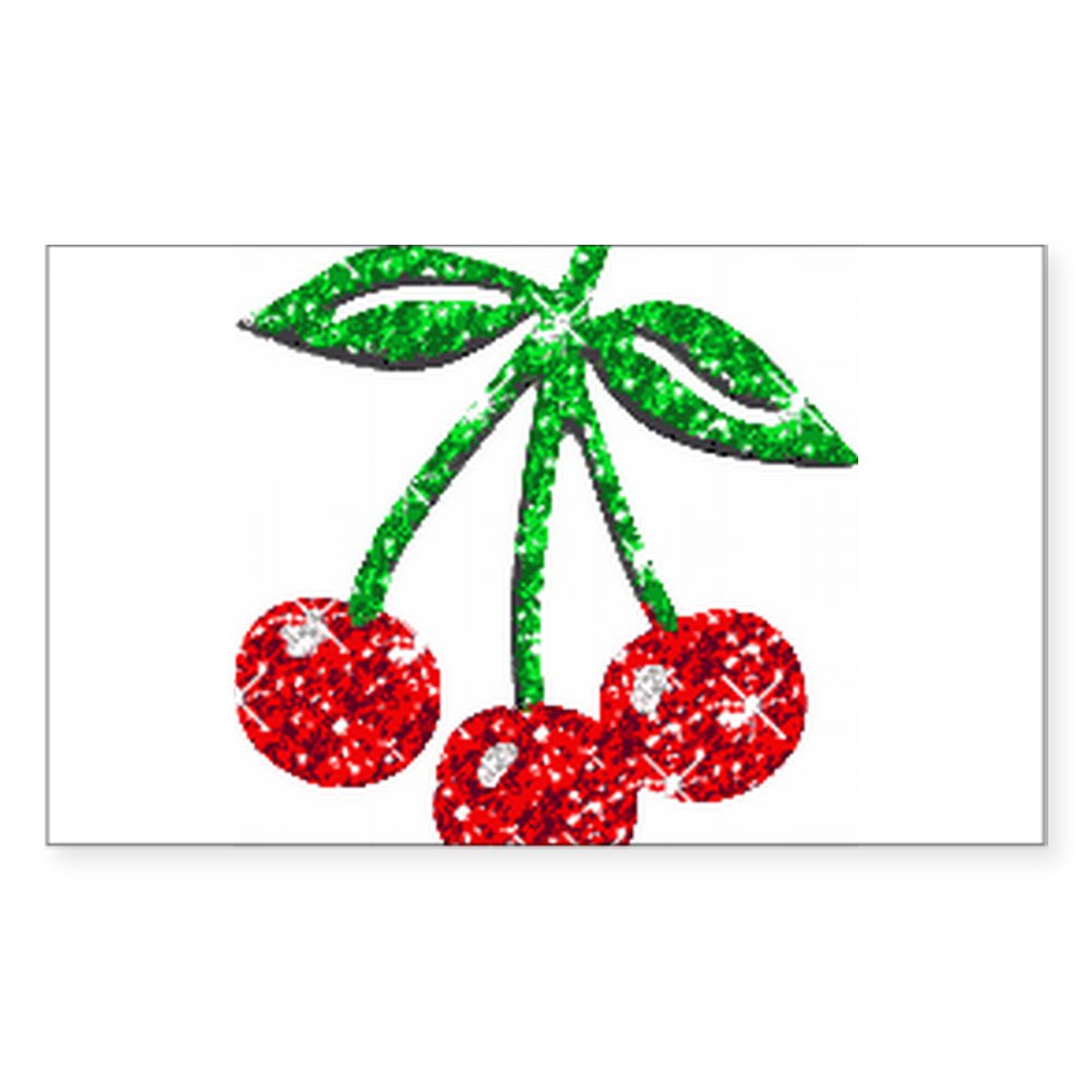 Sparkling Cherries Rectangle Sticker - Durable Vinyl Bumper Sticker Car Decal for Cars, Laptops, Water Bottles - Perfect for Personalizing Vehicles, Tech Gear & Accessories