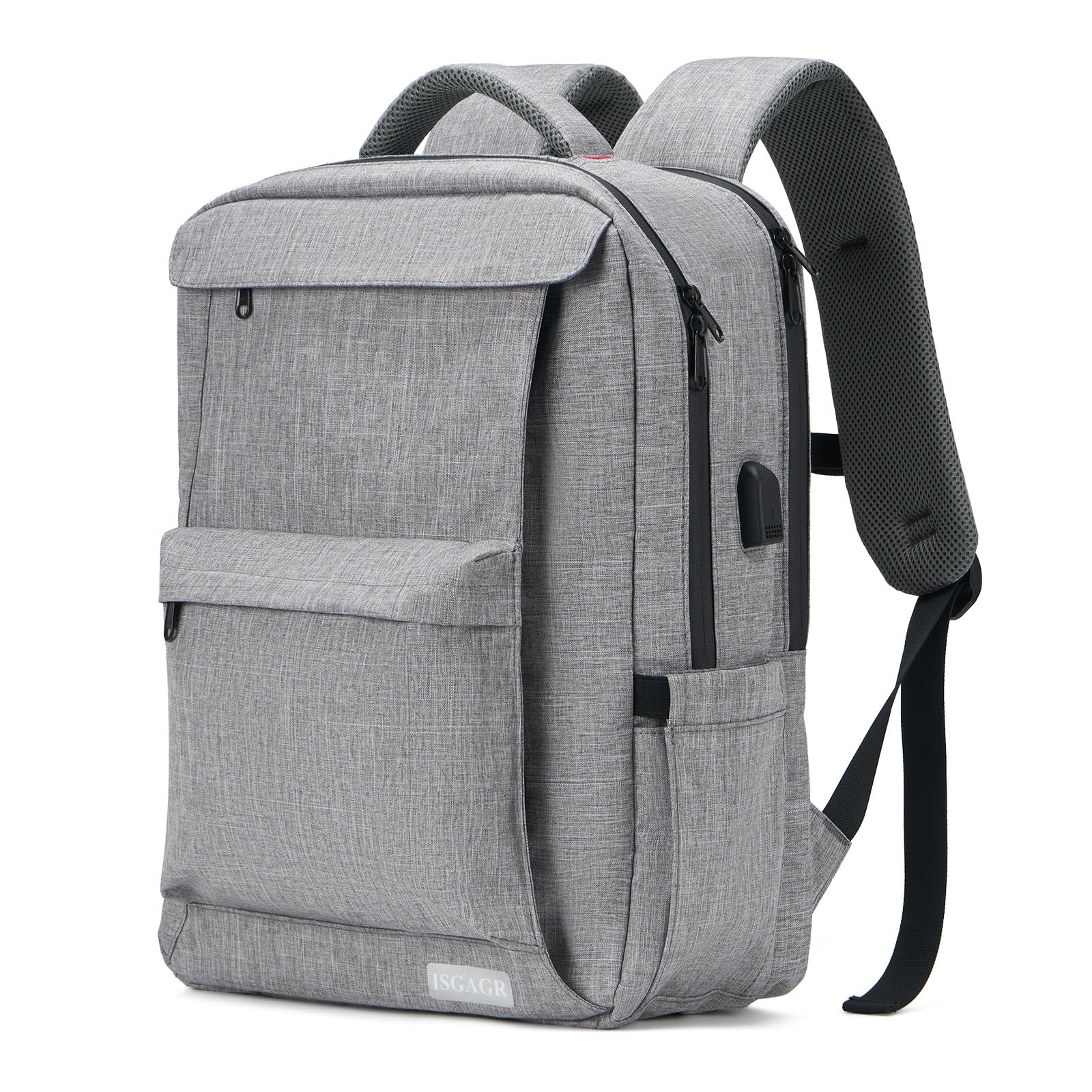 Stylish Unisex Laptop Backpack for Work & Travel - 17 Inch Gray Business Backpack with Dedicated Laptop Compartment - Perfect for Commuting, College & Casual Use - Durable Book Bag for Professionals & Students
