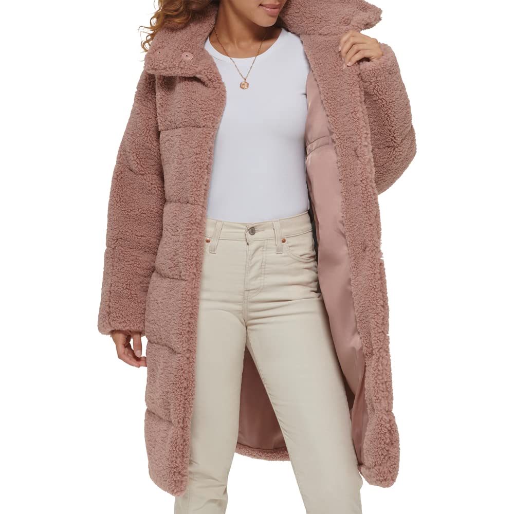 Levi's Women's Long Length Patchwork Quilted Teddy Coat - Warm Winter Jacket for Casual Outings & Street Style Fashion