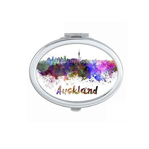DIYthinker Auckland New Zealand City Watercolor Design Portable Folding Double-Sided Makeup Mirror - Perfect for Travel, Home Vanity & Gift Ideas