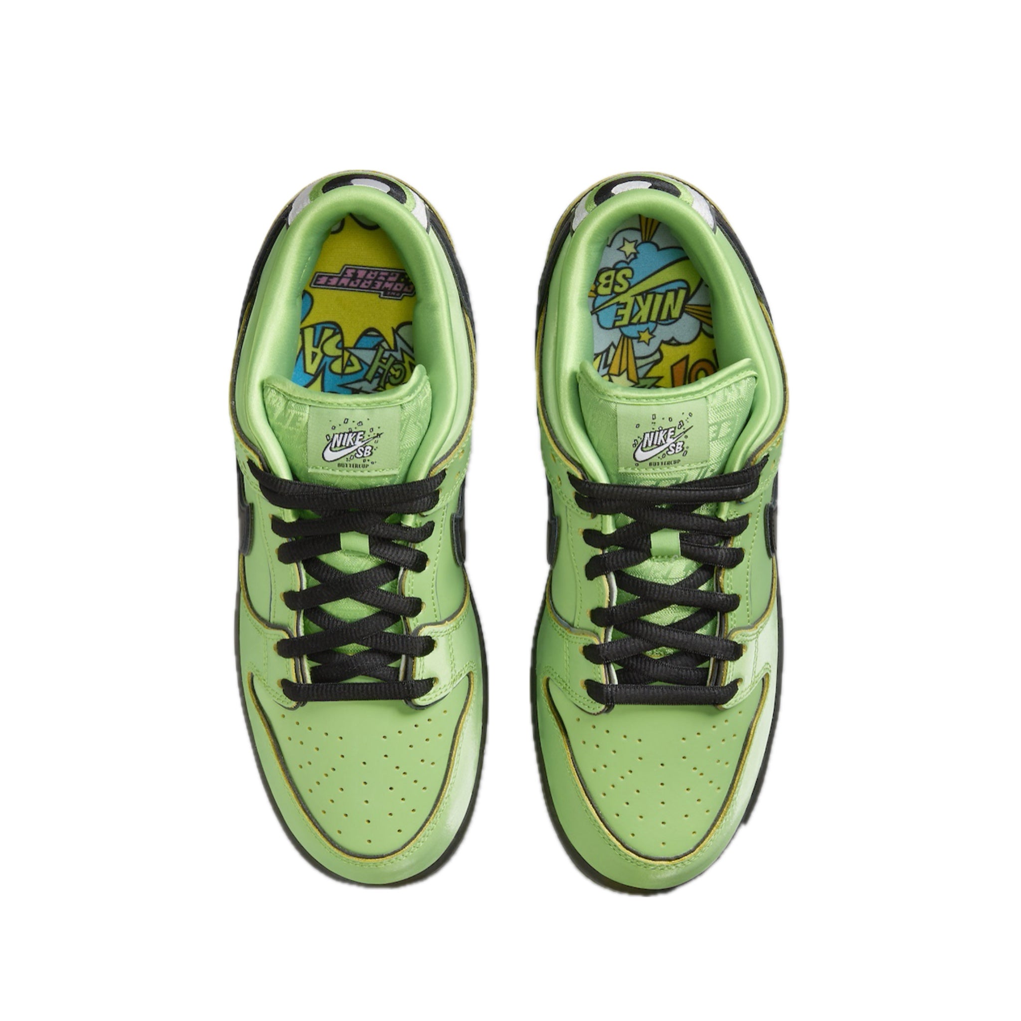 Nike SB Dunk Low PS Powerpuff Girls Buttercup Sneakers - Mean Green, Black & Lotus Pink Colorway - Perfect for Skateboarding, Streetwear Fashion & Collectors