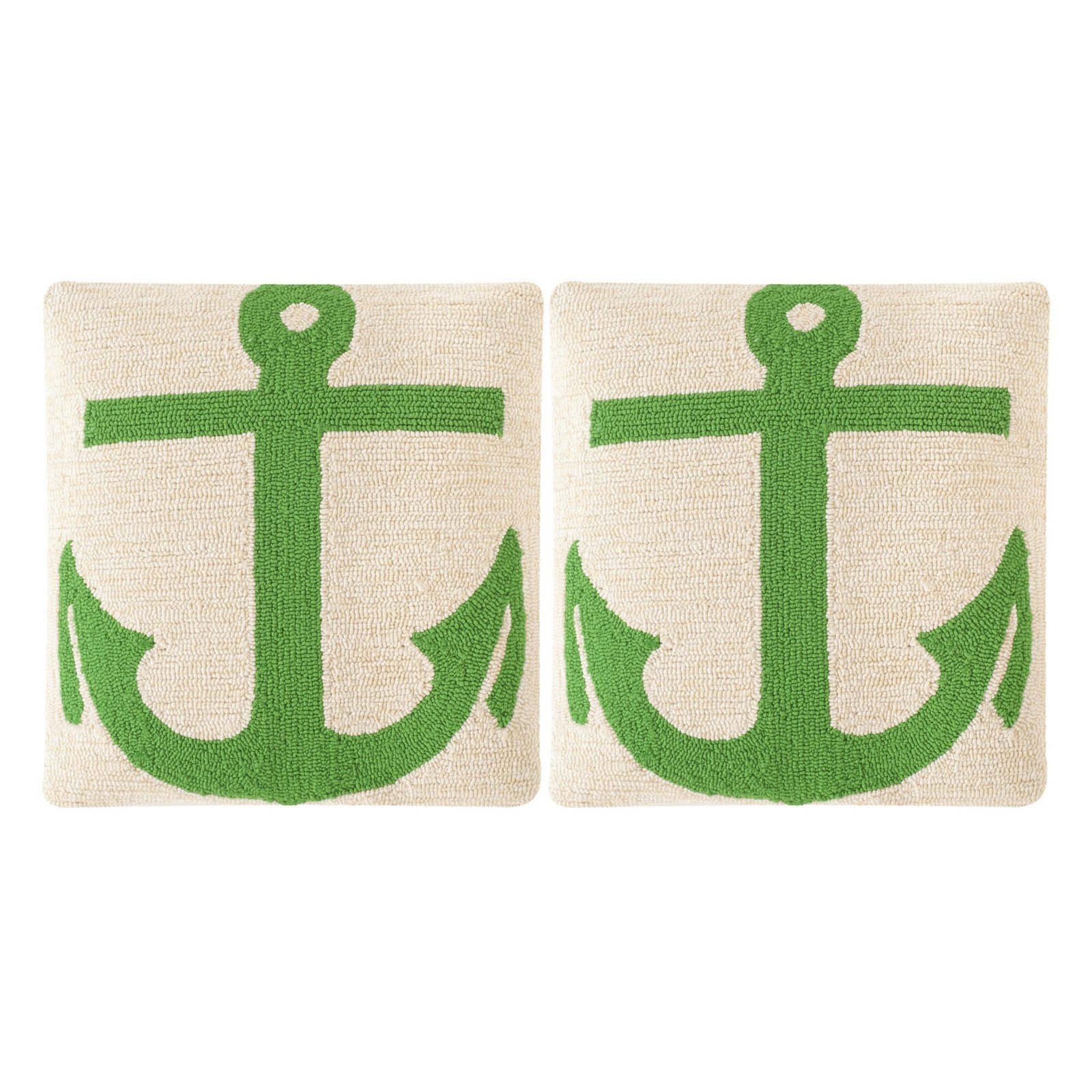 SAFAVIEH 20-Inch Ahoy Green Anchor Throw Pillows (Set of 2) - Indoor/Outdoor Decorative Cushions for Sofa, Bed, Patio & Boat Decor