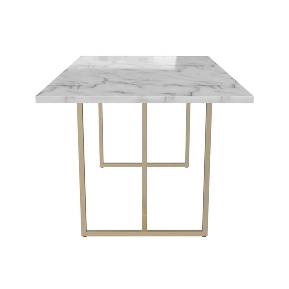 CosmoLiving Astor Dining Table - White Marble Top with Gold Metal Legs | Modern Luxury Dining Room Furniture for Home & Restaurant Decor