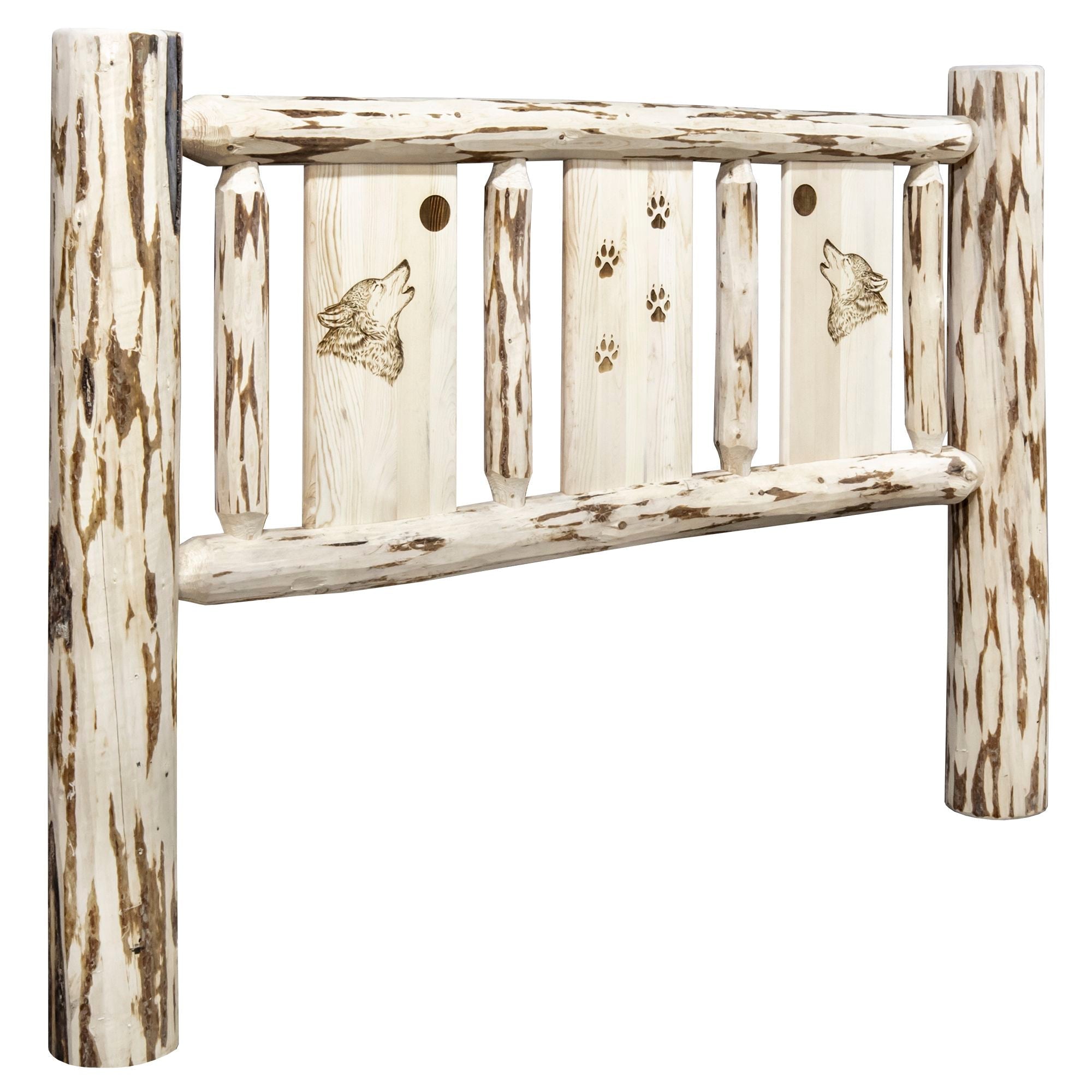 Montana Headboard with Laser Engraved Design - Unfinished Solid Wood Bed Headboard for DIY Home Decor | Perfect for Rustic, Farmhouse & Cabin Bedroom Styles