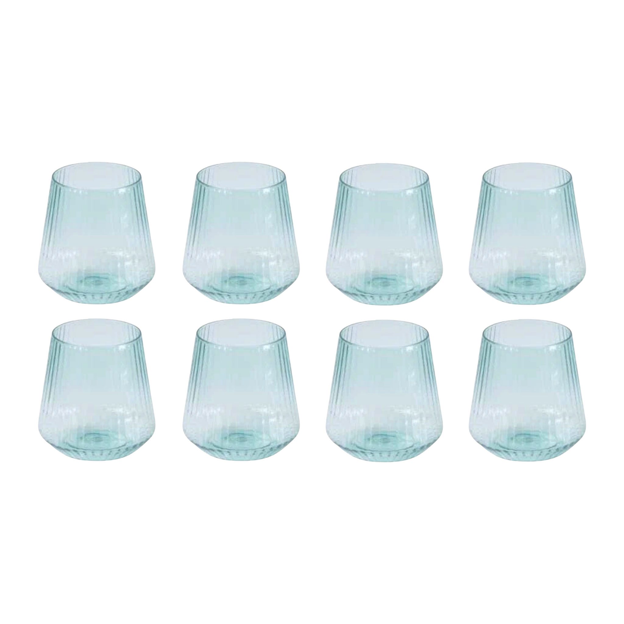12 oz. Blue Plastic Stemless Ribbed Wine Goblets - 8 Pack Set for Outdoor Parties, Picnics & BBQs - Shatterproof & Reusable Drinking Cups
