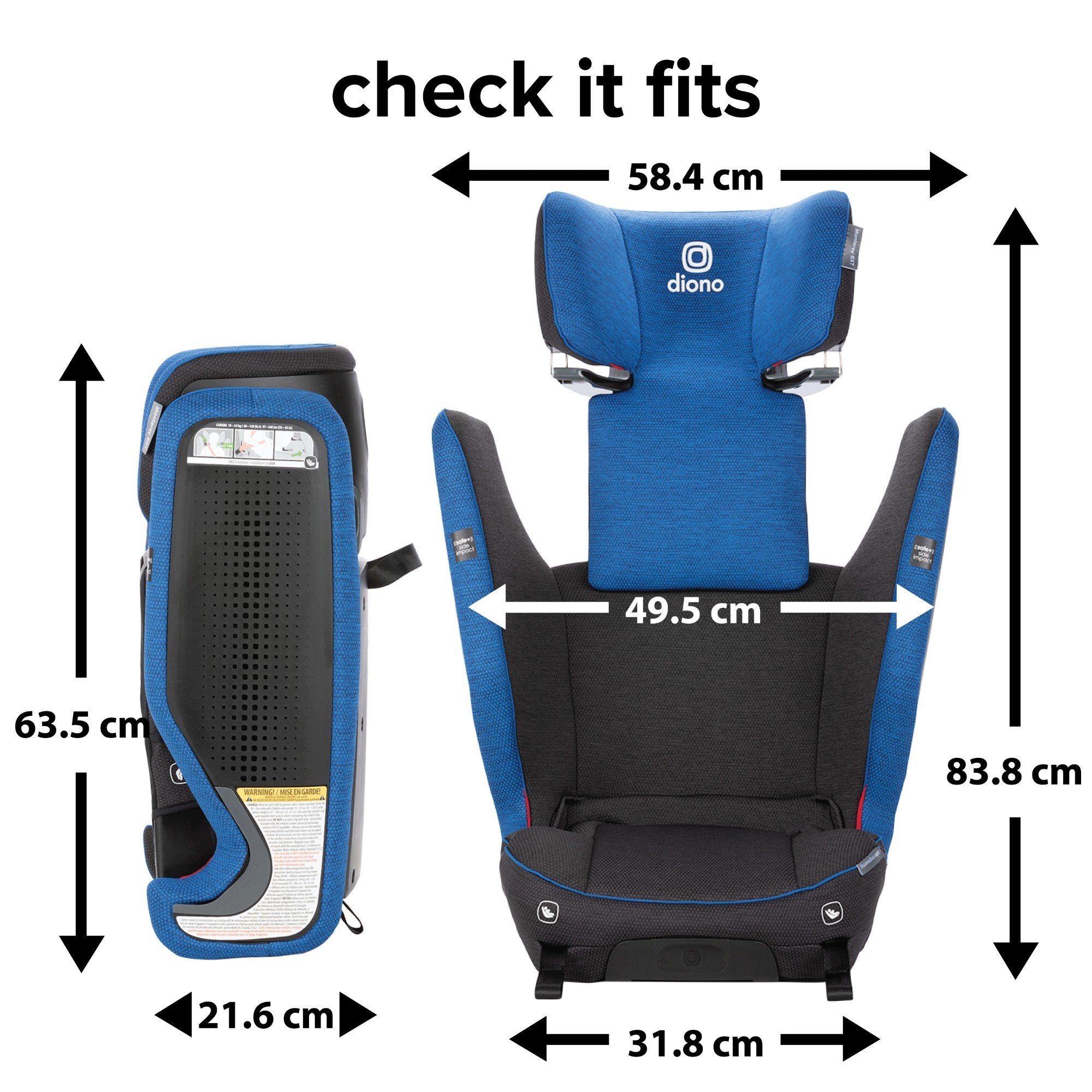 Diono Monterey 6XT SafePlus High Back Booster Car Seat for Kids - Safe & Comfortable Convertible Car Seat for Toddlers - Perfect for Travel, School & Family Road Trips