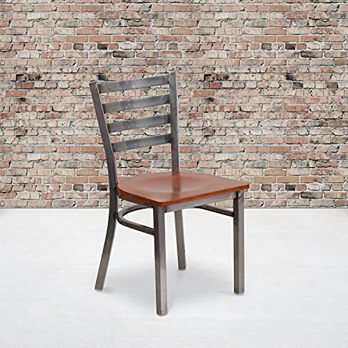 Cherry Wood Seat/Clear Coated Metal Frame
