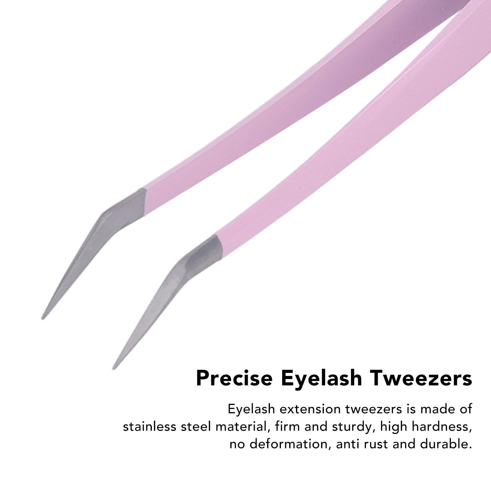Professional Stainless Steel Eyelash Extension Tweezers - Precise Bent Lash Tweezers for False Eyelash Application | Perfect for Salon, Home Use & DIY Beauty