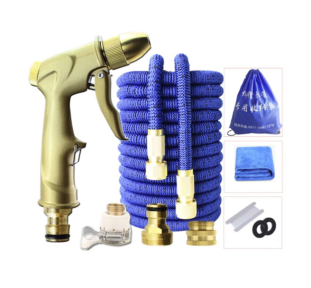 Expandable Garden Hose 30m - Magic Hose with Solid Brass Fittings & 8-Pattern Spray Nozzle - Flexible Water Hose for Lawn, Yard, Car Washing & Plant Watering