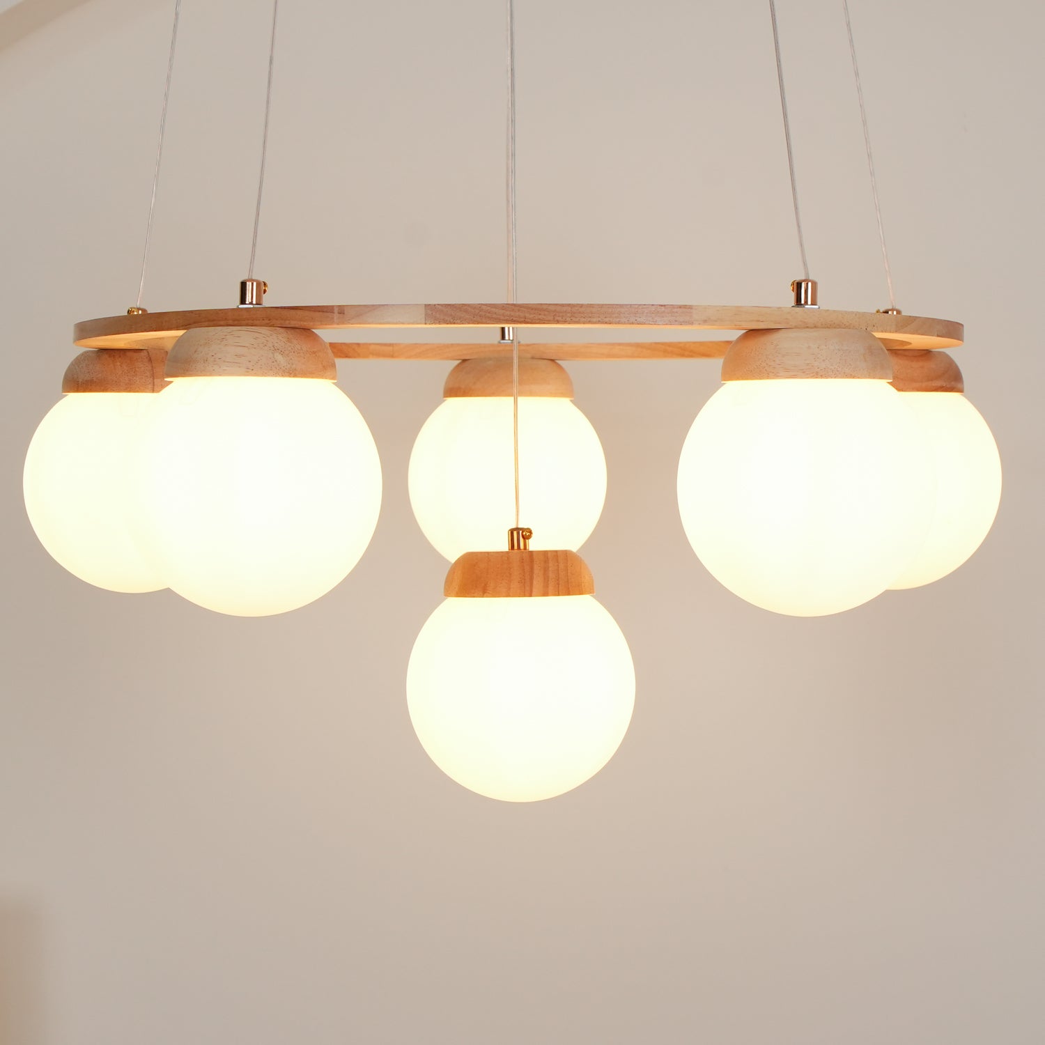 Elegant Miira Wooden Chandelier - Rustic Farmhouse Ceiling Light Fixture for Dining Room, Living Room & Bedroom Decor