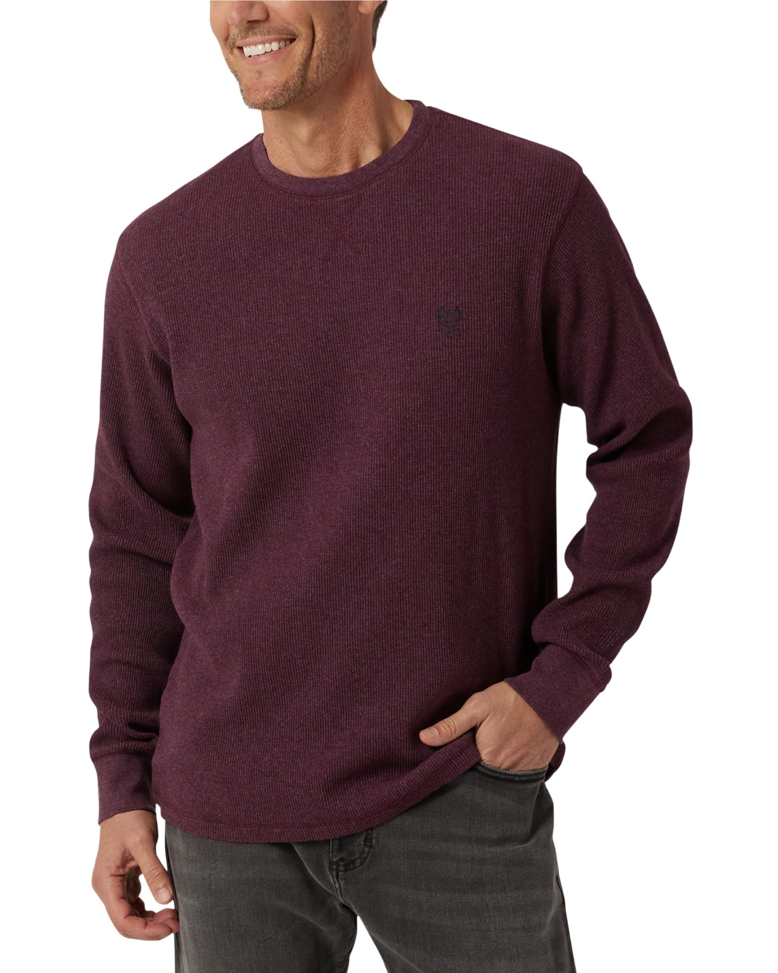 Chaps Men's Long Sleeve Thermal Crewneck Shirt - Waffle Knit Casual Button-Up Shirt for Men (Sizes M-XXL) - Perfect for Winter Layering, Office Wear & Outdoor Activities