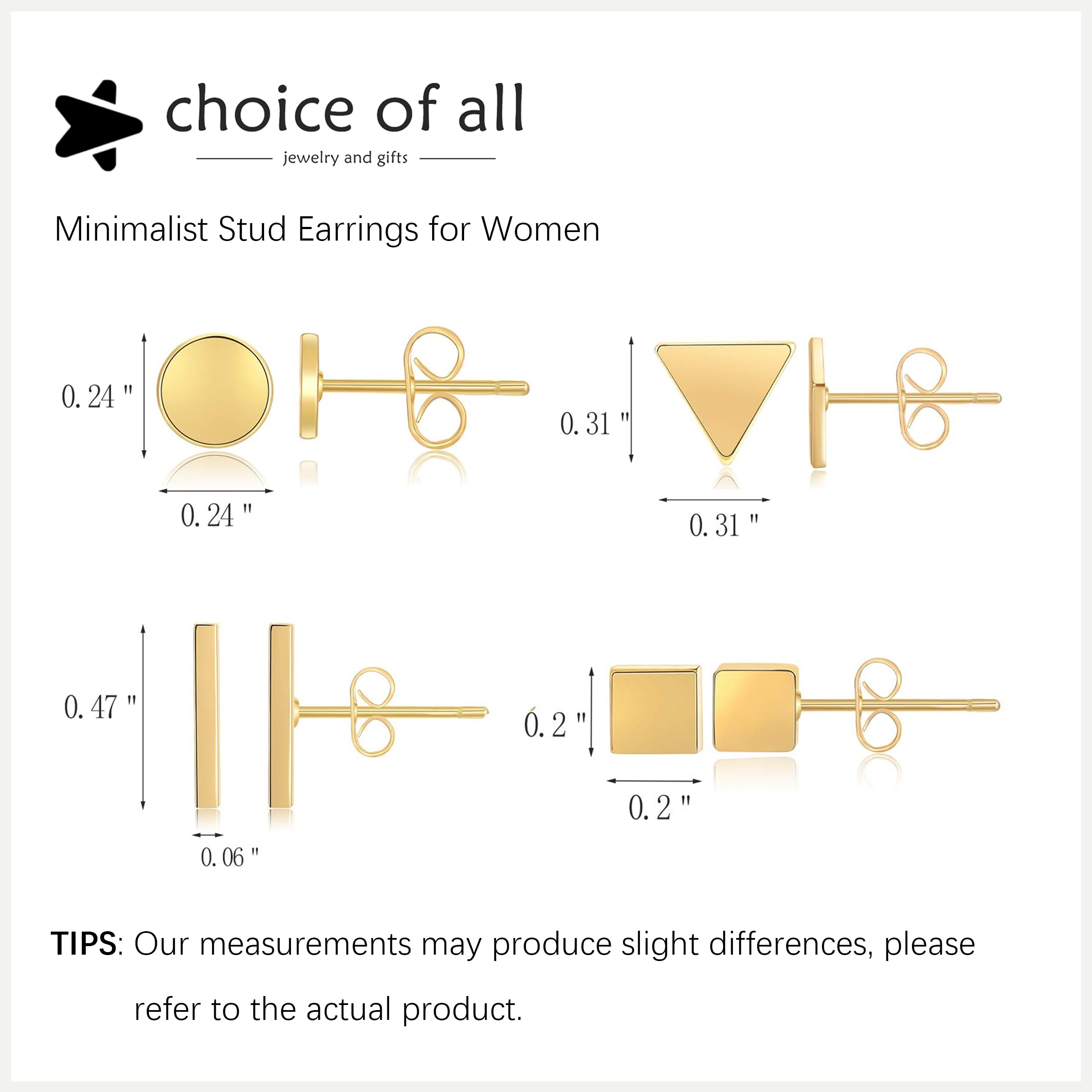 Minimalist Gold Stud Earrings for Women - Simple Circle Bar Earrings, Dainty Jewelry Gift Set for Her | Perfect for Everyday Wear, Office & Special Occasions