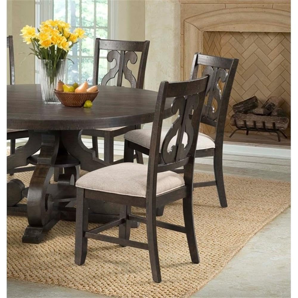 BOWERY HILL Walnut Dining Chairs Set of 2 - Taupe Upholstered Seats for Kitchen, Dining Room & Breakfast Nook - Modern Comfortable Wooden Chairs for Home Decor