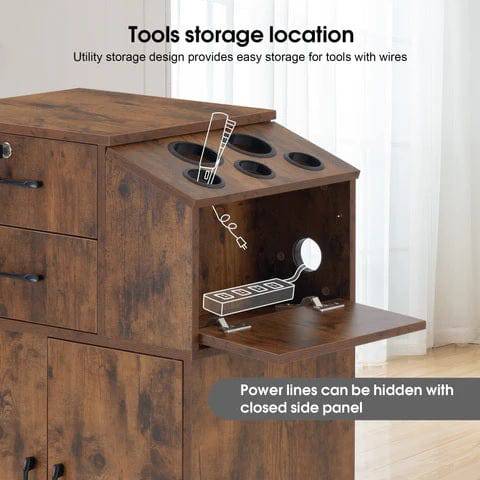 Professional Ethan Locking Styling & Barber Station - Portable Hair Cutting Station for Salons & Home Use - Perfect for Barbers, Stylists & DIY Haircuts
