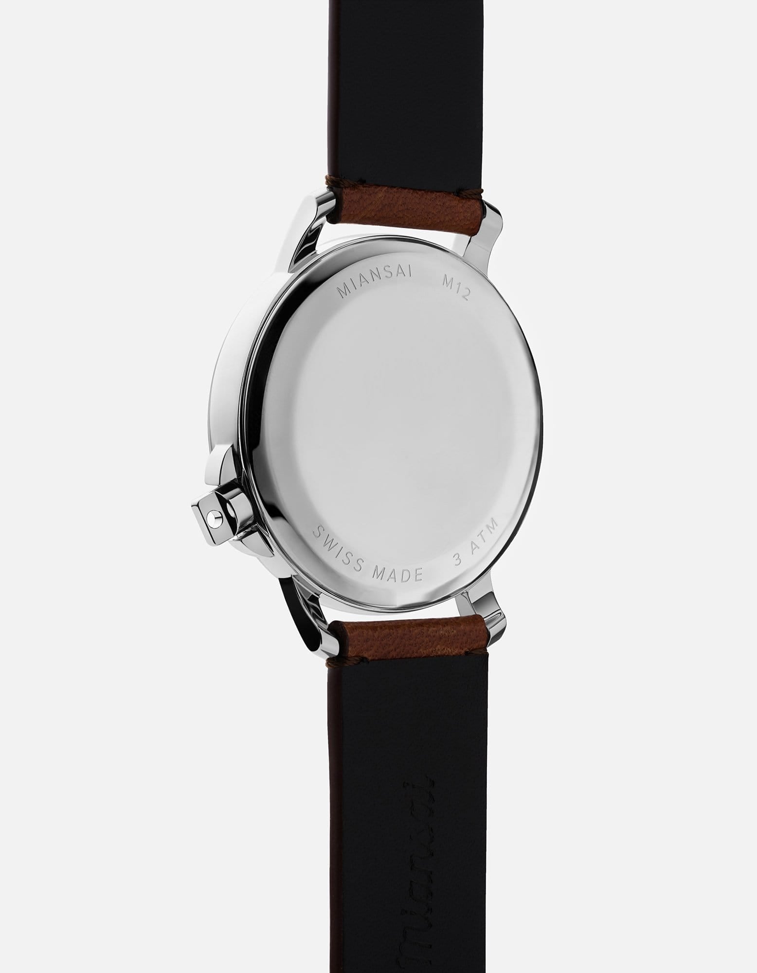 Vintage Swiss Silver M12 Cognac Leather Watch - Perfect for Formal Events, Business Meetings & Luxury Gifts