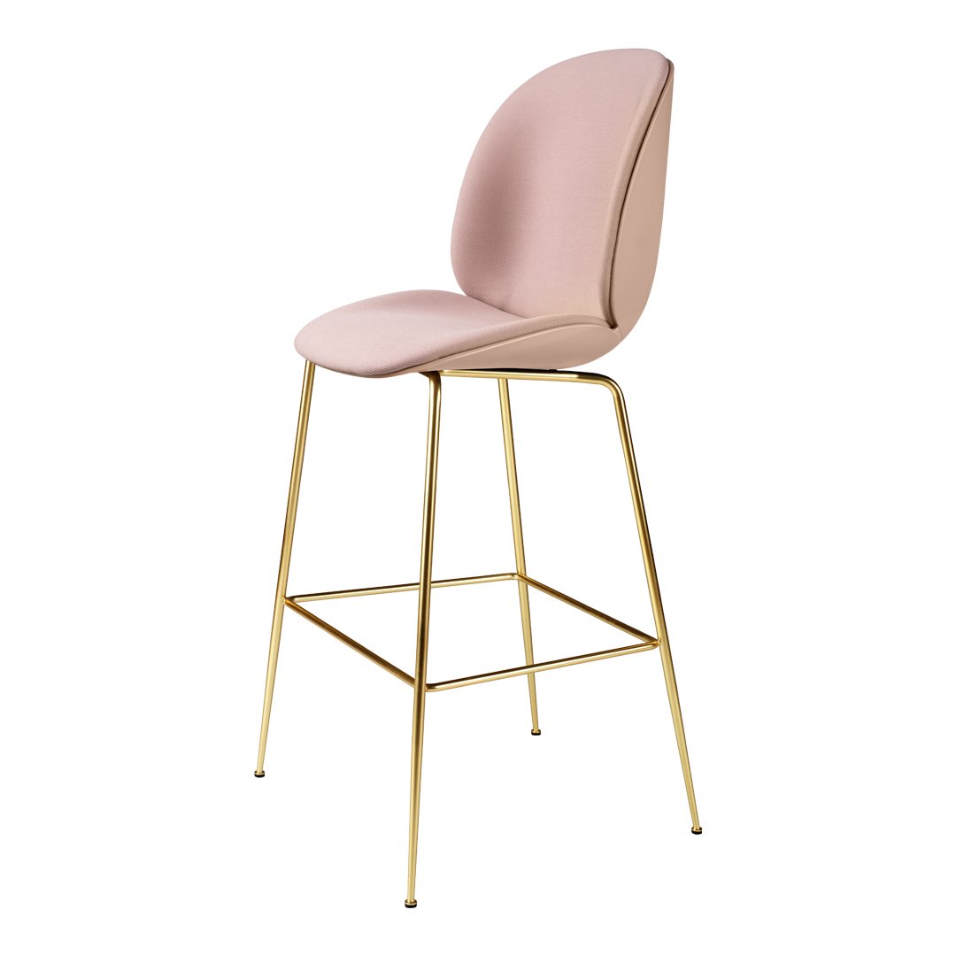 Beetle Bar Chair with Front Upholstered Seat & Brass Semi-Matte Base - Perfect for Kitchen Islands, Home Bars, and Modern Dining Areas