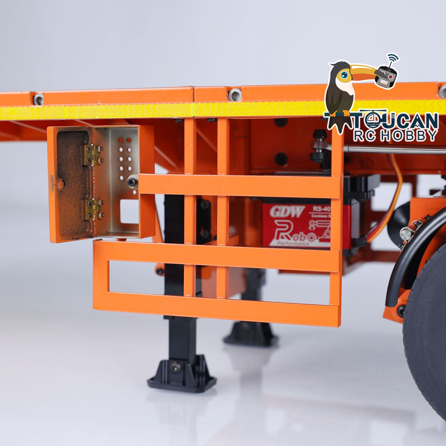 NOOXION 1/14 Scale 6 Axle Metal Flatbed Trailer for RC Tractor Trucks & Electric Cars - Heavy Duty DIY Model Parts for Hobbyists & Collectors - Perfect for Off-Road Hauling, Construction Play & RC Racing Scenes