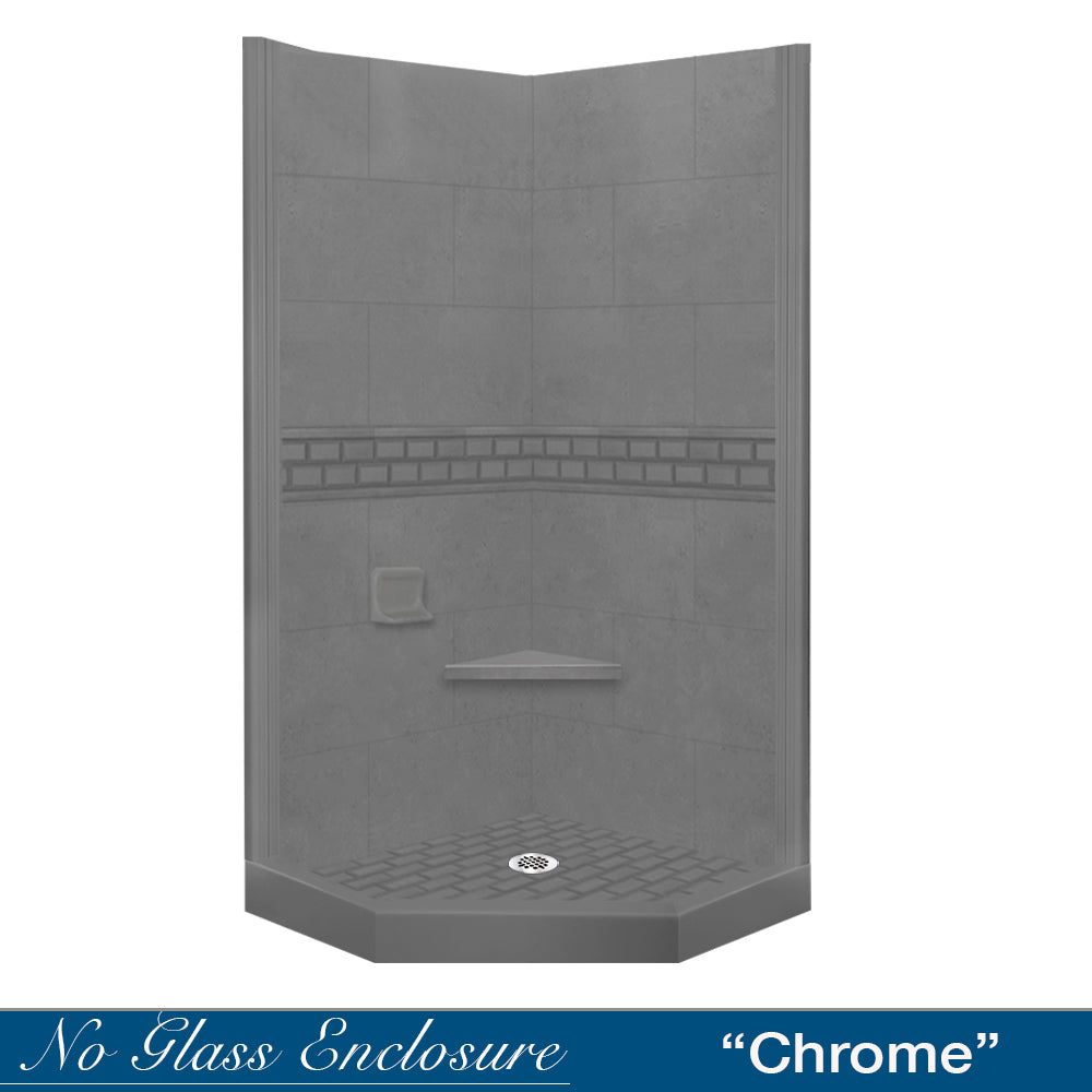 Neo Angle Wet Cement Sistine Stone & Subway Tile Shower Remodel Kit - DIY Bathroom Renovation for Modern Home Upgrade