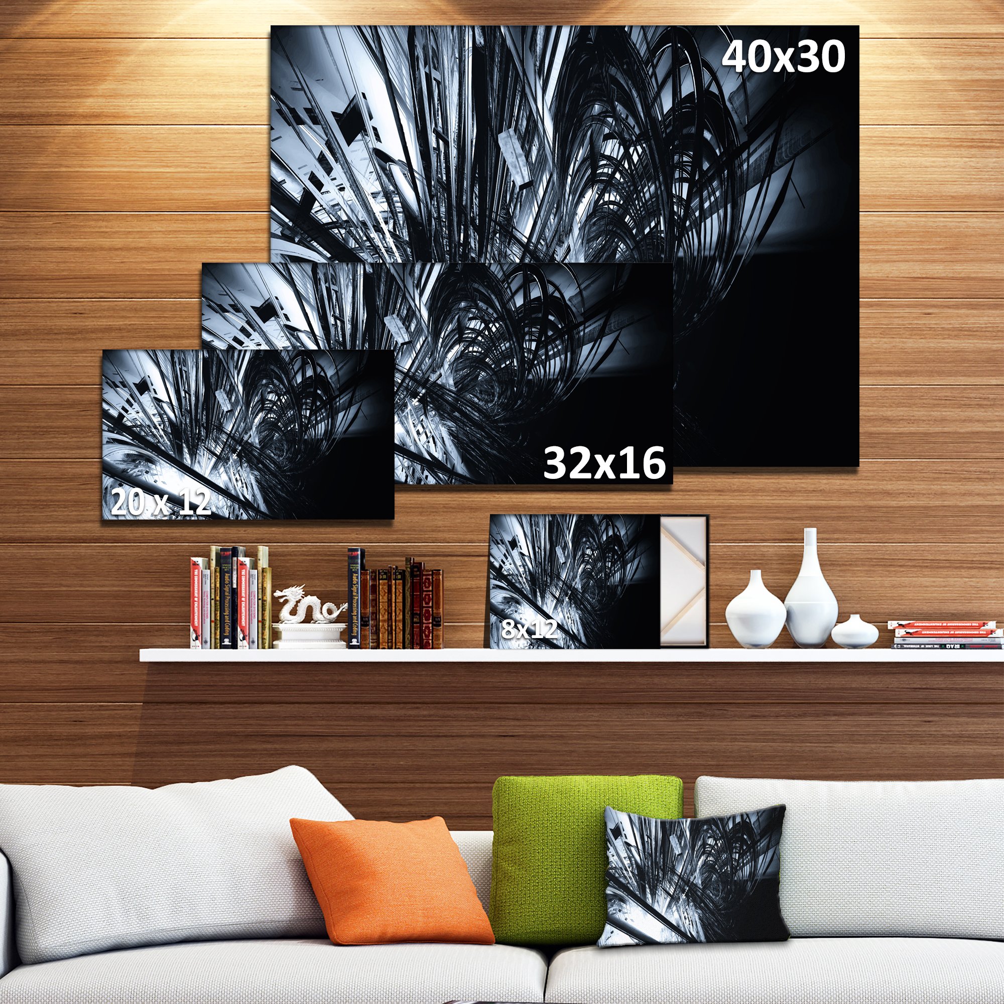 3D Abstract Black and White Canvas Art Print - Modern Wall Decor for Living Room, Bedroom & Office