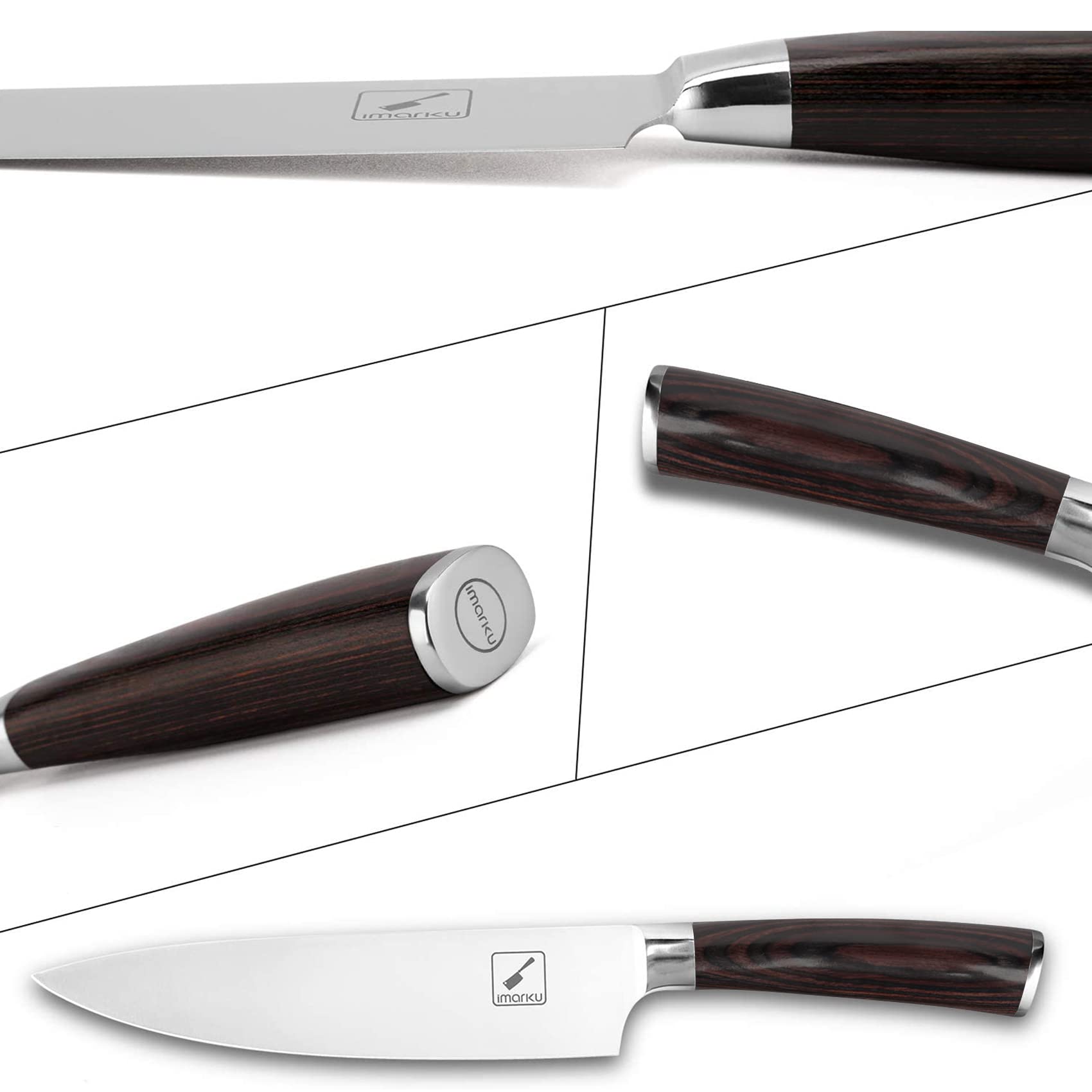 Imarku 8-Inch Japanese Chef Knife & Steak Knives Set of 6 - Ultra Sharp Kitchen Knives with Ergonomic Handle & Gift Box - Perfect for Sushi, Meat Cutting, and Professional Cooking