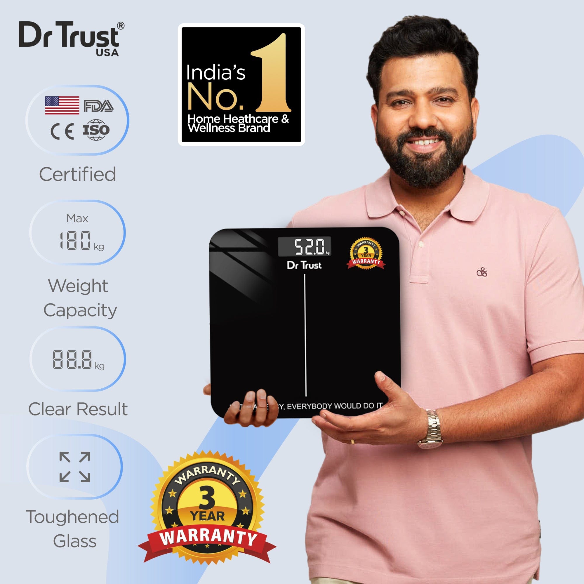 Dr Trust USA Inspire Digital Body Weight Scale 523 - Accurate Bathroom Scale for Home Use, Fitness Tracking & Health Monitoring