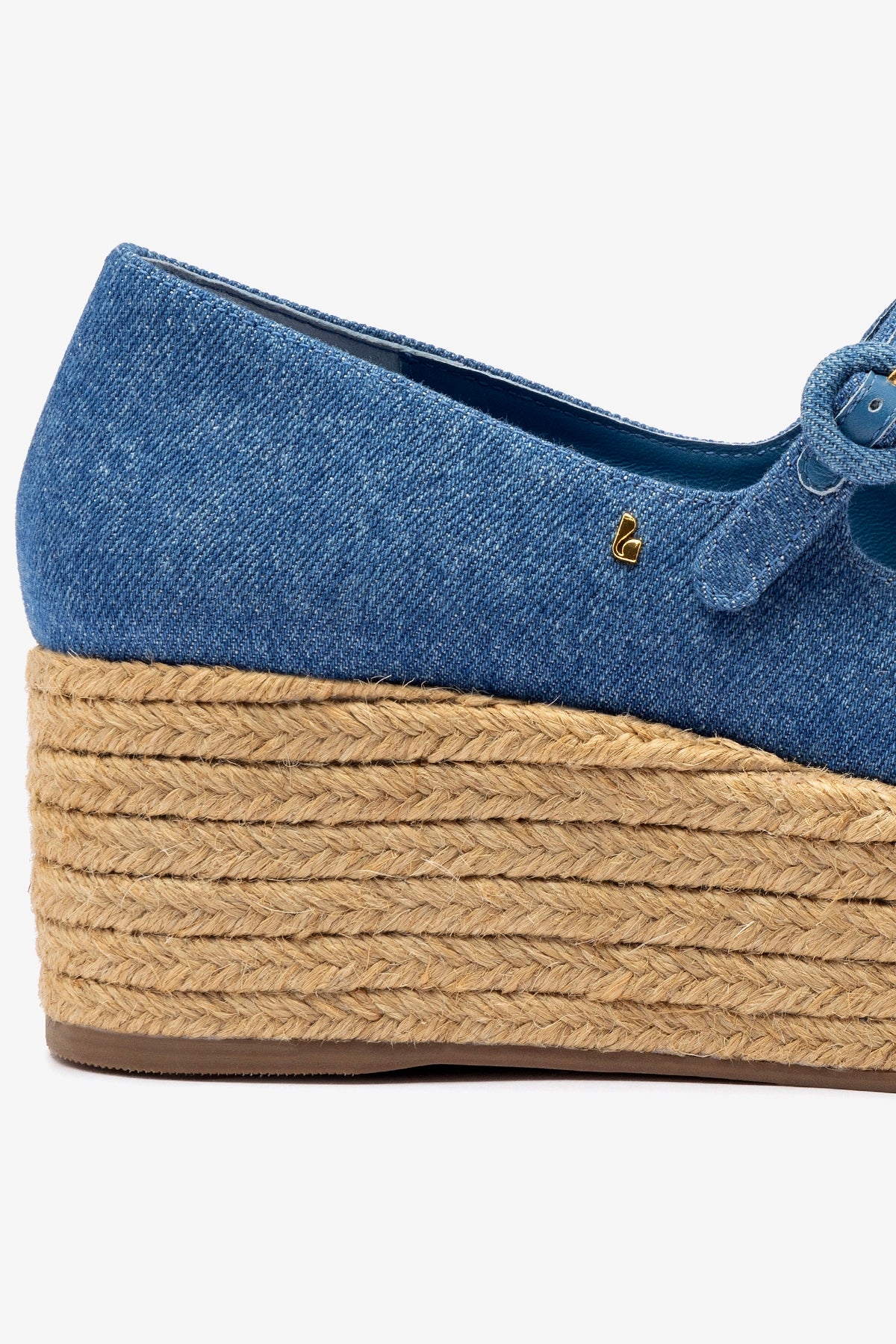 Blair Flatform Sandals in Blue Stoned Denim - Women's Fashion Shoes for Summer Outfits & Beach Vacations