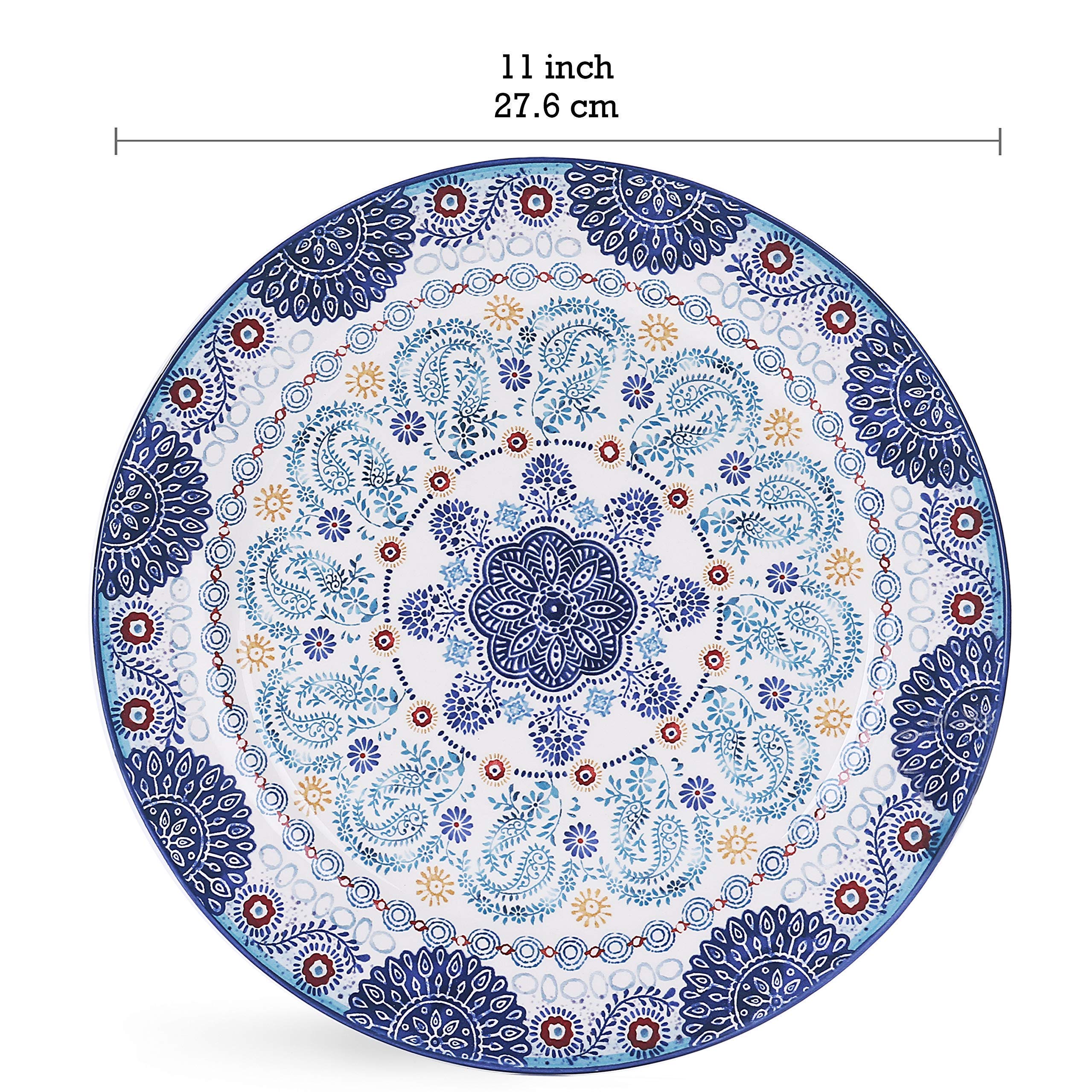 Bico Blue Talavera Ceramic Dinnerware Set - 12 Piece Service for 4 with 11