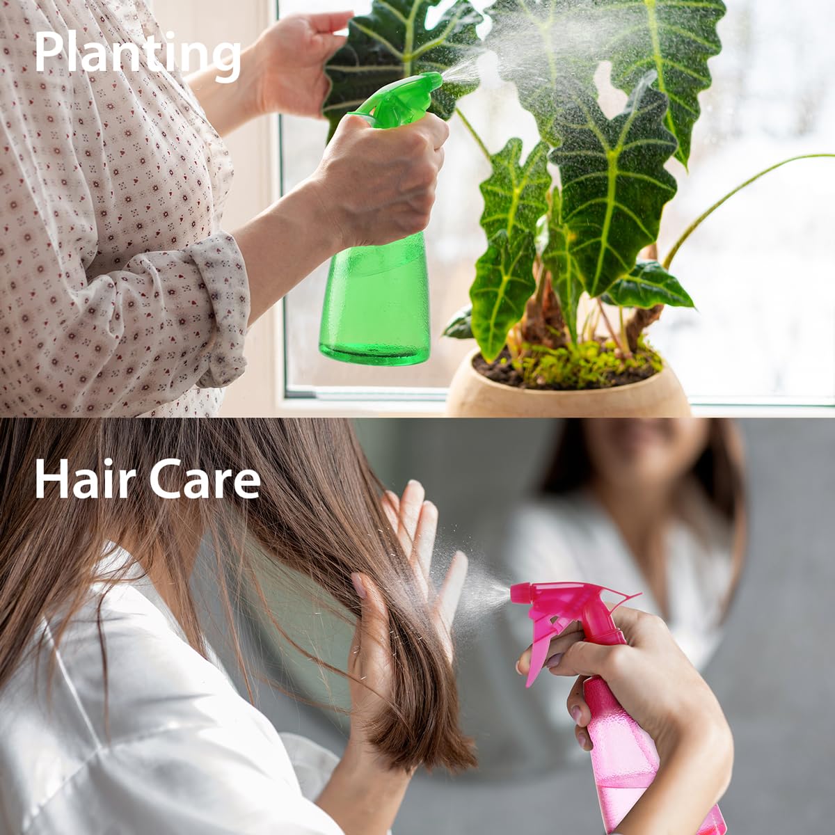3-Pack 16oz Spray Bottles - Mist & Stream Nozzle - Leak Proof Plastic Water Sprayer for Hair Care, Essential Oils, Plant Misting, Cleaning Solutions, BBQ Grilling & Pet Training - Perfect for Home, Salon & Garden Use